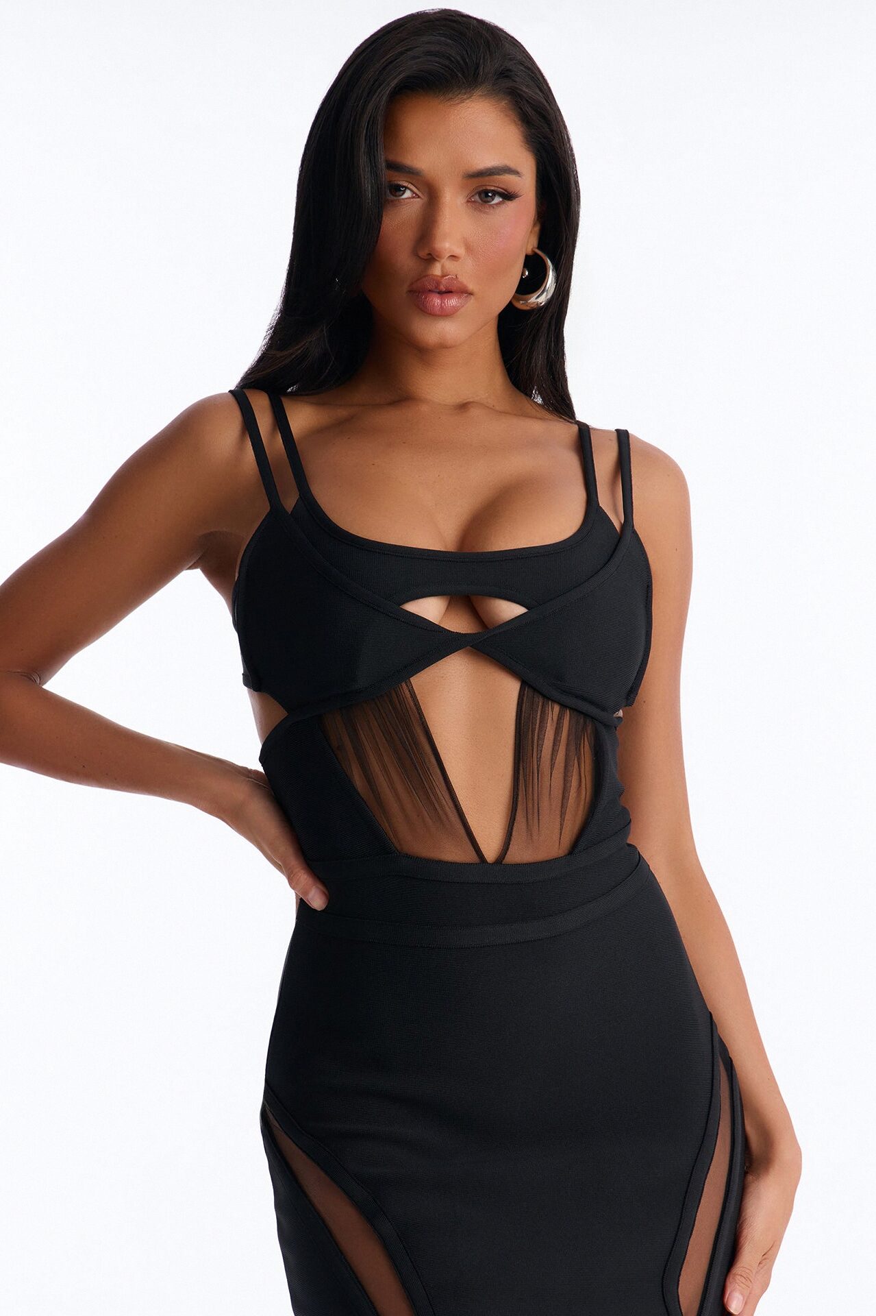 Body Talk Bandage Maxi Dress - Black