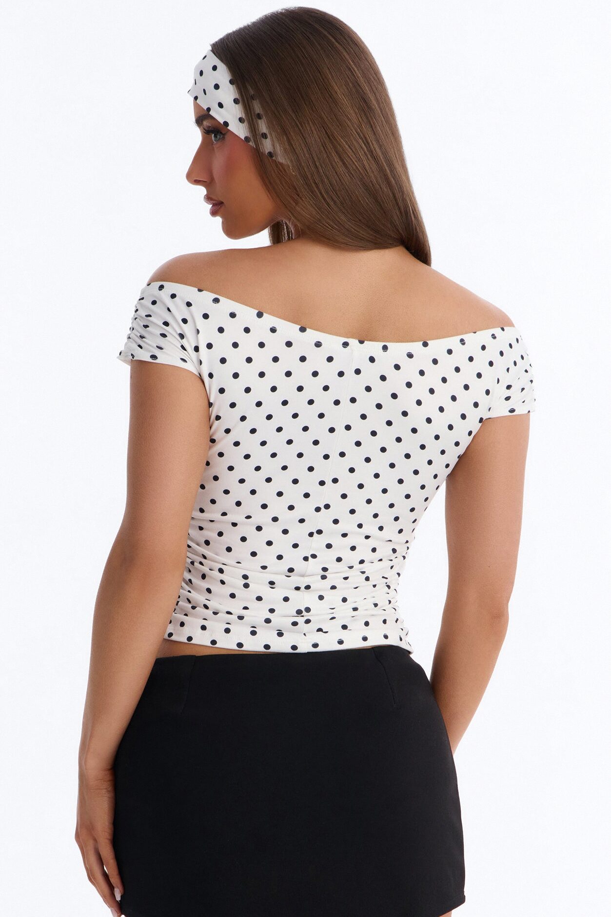 Becca Polka Dot Off Shoulder 2 Piece Top - White/combo