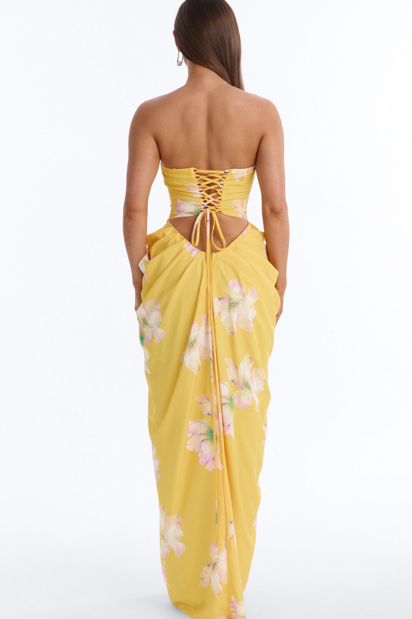 Lilac Floral Corset Gown - Yellow